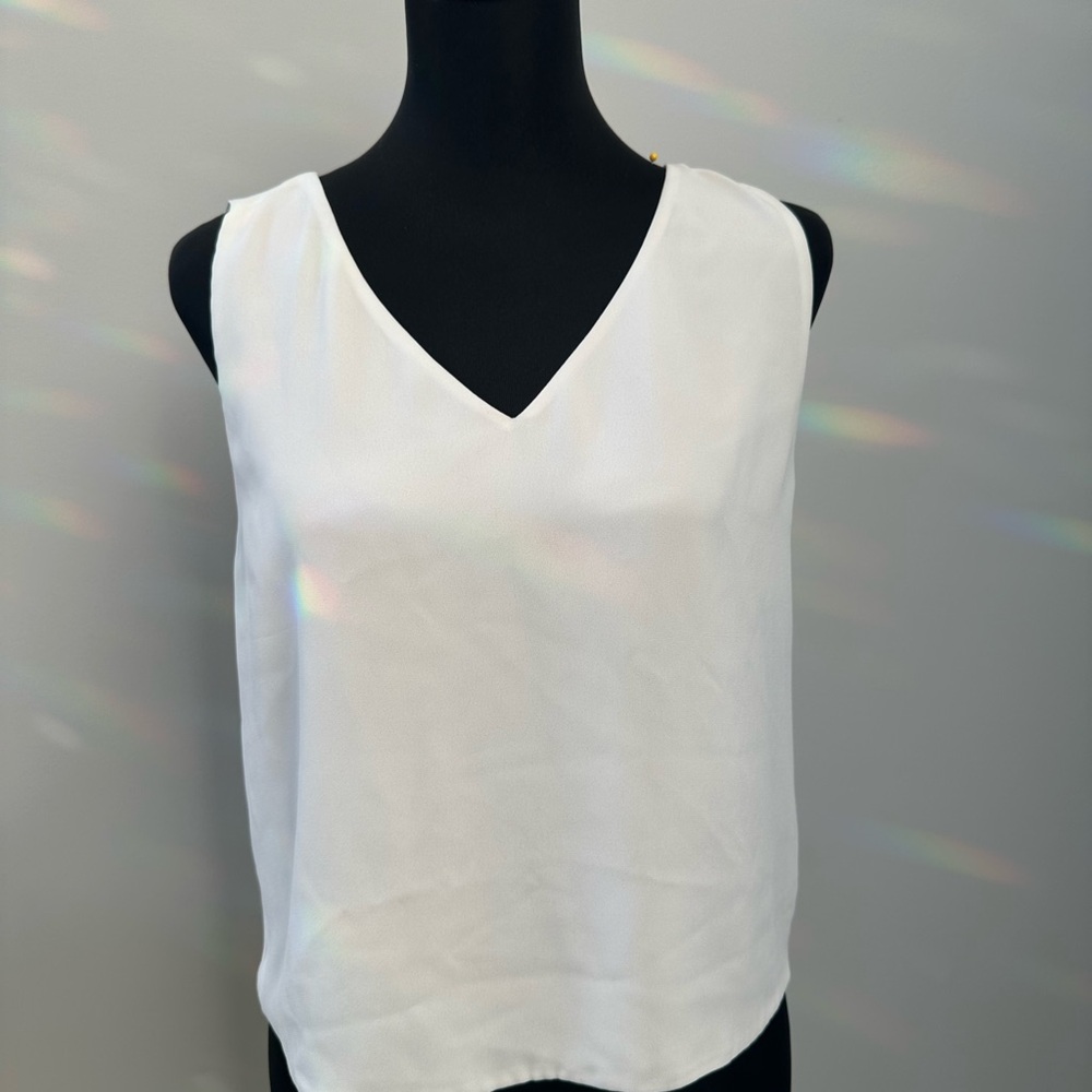 Babaton Aritzia White V-Neck Tank Top